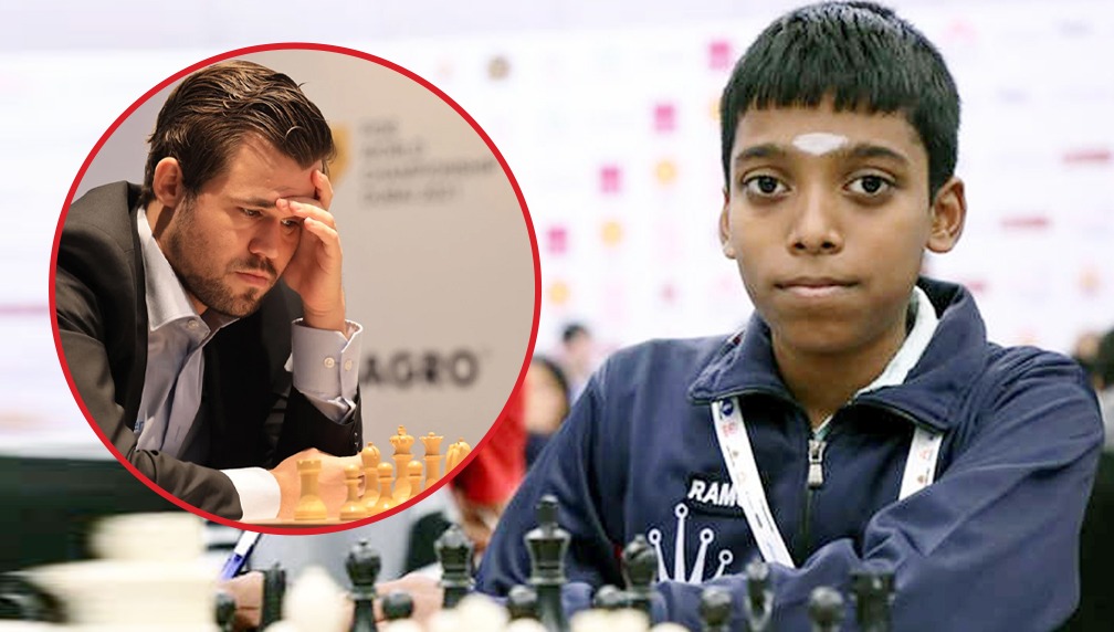Who are the 3 Indians to have defeated Chess master Magnus Carlsen?