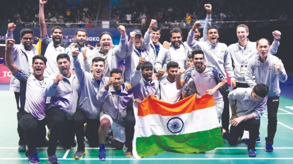 India clinch maiden Thomas Cup title with stunning 3-0 win over Indonesia