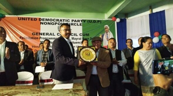 UDP felicitates Mayralborn Syiem for winning Nongpoh constituency