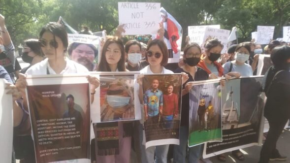 Manipur violence: Kuki women protest outside Amit Shah’s residence