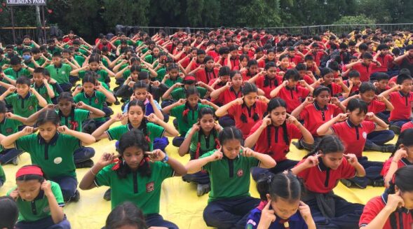 KV Happy Valley students observe International Yoga Day