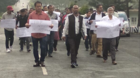 ‘Stop nepotism in appointment’ : NEHUTA holds protest against VC’s ‘wrongdoings’