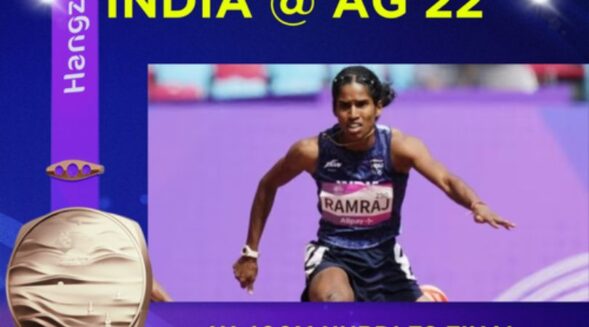 Vithya Ramraj wins bronze in women’s 400m hurdles, fails to break PT Usha’s record